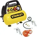 Produktbild: Stanley Kompressor DN200/8/6 inkl. 6 Zubehörteile - Luftkompressor 8 Bar - 6L - inkl. Luftpistole, Inflatorpistole, Spiralschlauch 5M und 3 Aufsä...