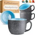 Produktbild: Kaffeetassen 4er Set 350ml – Keramik, Spülmaschinenfest, Blau