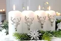 Produktbild: LB H&F 4er Set Kerzenstecker Verzierung Stecker Kerzen Silber Advent Adventsdeko (Hirsch Kopf Geweih Silber)