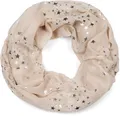 Produktbild: styleBREAKER Damen Loop Schal mit glitzerndem Metallic Sterne All Over Print Muster, Leichter Schlauchschal Einfarbig, Tuch 01016118, Farbe:Beige