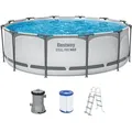 Produktbild: Steel Pro MAXTM Frame Pool Set mit Filterpumpe Ø 366 x 100 cm, lichtgrau, rund