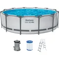 Produktbild: Bestway Steel Pro Max Frame Pool Set Ø 366x100 cm + Leiter & Pumpe Swimmingpool