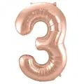 Produktbild: Folat XL Folienballon Zahl 3 in rose-gold, 86 cm, 1 Stück, Helium Ballon (unbefüllt) - Luftballon