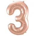 Produktbild: XL Folienballon Zahl 3 in rose-gold, 86 cm, 1 Stück, Helium Ballon (unbefüllt)