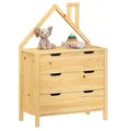 Produktbild: IDIMEX Kommode ELANO in Hausform - Kiefer aus massivem Kiefernholz, 3 große Schubladen, Kinderzimmer Aufbewahrung, Kleiderschrank, Kinderzimmer möbel, Schubladenkommode
