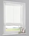 Produktbild: Kutti Raffrollo Areggo Weiß/Offwhite – Halbtransparentes Raffrollo ohne Bohren | inkl. Fensterhaken & Beschwerungsstangen - Gr. 80 x 130 cm