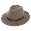 Produktbild: fiebig Dover Traveller Wollfilzhut | Crushable & Waterproof Filzhut mit Ledergarnitur | Outdoor Hat (59-L, Taupe-Melange)