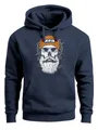 Produktbild: Neverless® Hoodie Herren Moin Skull Windrose Kompass Totenkopf Frontprint Männer Fashion Streetstyle Navy 3XL
