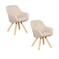 Produktbild: MR. DEKO Diningsessel 2-er Set Matera | Esszimmerstühle mit Armlehnen | 2 Polsterstühle drehbar mit Massivholzbeinen | Ergonomischer Stuhl Esszimmer 84x59x61 cm | Chair