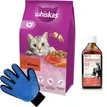 Produktbild: WHISKAS Adult 14 kg - Trockenfutter für ausgewachsene Katzen, mit leckerem Rindfleisch & LAB V Lachsöl 250ml + Kämm Handschuh GRATIS!