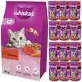 Produktbild: 14 kg WHISKAS Adult Rind+ 12x400 g Nassfutter Rind in Soße für adulte Katzen