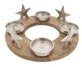 Produktbild: Adventskranz Kerzenhalter Aluminium Holz Silber Metall Durchmesser 30 cm Weihnachten Natur