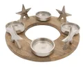 Produktbild: Adventskranz Kerzenhalter Aluminium Holz Silber Durchmesser 30 cm Weihnachten