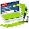 Produktbild: GAUDER Magnetetiketten beschreibbar - Wiederverwendbare Magnetschilder zum Beschriften für Whiteboard, Tafel, Kanban-Board und Kühlschrank - Magnetkarten mit Marker (30 Stück - 75 x 25 mm)