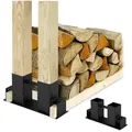 Produktbild: Relaxdays 2Xholzstapelhilfe, Schwarz, Metall, 34x16x10 cm, Freizeit, Campingzubehör, Feuerschalen
