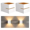 Produktbild: KOURA 2er Set Wandlampe Innen weiß gold mit Lichtspalt - moderne Wandbeleucht...