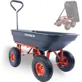 Produktbild: FUXTEC Kippwagen für 300kg Zuladung | Gartenkarre bis 150 kg Kipp-Zuladung | Luftreifen mit Vollprofil | Schwarz | 15kg | FX-KW2175 - Schwarz