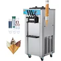 Produktbild: VEVOR Kommerzielle Softeismaschine, 21–31 l/h Leistung, Freistehende Softeismaschine mit 3 Geschmacksrichtungen, 2 x 5,5 L Edelstahlzylinder, LED-Panel, Automatische Vorkühlung, für Restaurantbars
