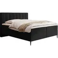 Produktbild: Boxspringbett Mit Bettkasten – Polsterbett 180 X 200 Cm Mit H4 Taschenfederkern 7-zonen Matratze & 5 Cm Topper – Stauraumbett Mit Hohem Kopfteil & Metallfüße – Samt Velours Schwarz