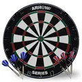 Produktbild: Arrow180 Bristle Dartscheibe Turnier Set, Natürliche Sisal Board Offizielle Spezifikationen, 2 x 18g Steel Darts Sets, Rundes Drahtsystem, Verstellbarer Zahlenring, Schwarz/Weiß/Rot/Grün