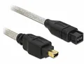 Produktbild: Delock FireWire Anschlusskabel [1x Firewire (400) Stecker 4pol. - 1x Firewire (800) Stecker 9pol.] 1m Grau