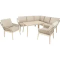 Produktbild: di volio Gartenmöbel Set Albenga - beige, wetterfeste Garten Möbel aus em Akazienholz, für 7 Personen, großer Esstisch - Braun/Beige