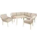 Produktbild: di volio Gartenmöbel Set Albenga - wetterfeste Garten Möbel aus zertifiziertem Akazienholz, für 7 Personen, großer Esstisch (Beige)