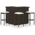 Produktbild: vidaXL 4-tlg Gartenbar-Set mit Kissen Poly Rattan Braun