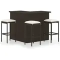 Produktbild: vidaXL 4-tlg. Gartenbar-Set mit Kissen Poly Rattan Braun
