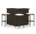 Produktbild: vidaXL Gartenlounge-Set 4-tlg. Gartenbar-Set mit Kissen Poly Rattan Braun, (3-tlg)
