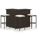 Produktbild: vidaXL 4-tlg. Gartenbar-Set mit Kissen Poly Rattan Braun NEU