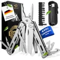Produktbild: TREKLINE Premium Multitool Werkzeug [rostfreier Edelstahl] Survival Multifunktionsmesser perfektes Camping Zubehör, Multifunktionswerkzeug [28 Funktionen] Taschenmesser, Geschütztes Design