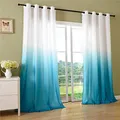 Produktbild: Schal Blickdicht Vorhang Ösen Gardine Microsatin Farbverlauf Microfaser, 2 Stück 245x140, Türkis, 204252