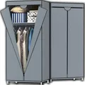 Produktbild: Stoffschrank 150x60x45 cm Kleiderschrank mit Kleiderstange und Ablagen Faltschrank Reißverschluss Seitentasche Fächern Steckschrank Garderobe Retoo