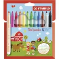 Produktbild: STABILO Trio Jumbo Filzstift dick 12 verschiedene Farben Fasermaler 12er Pack