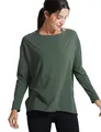 Produktbild: Damen Pima Baumwolle Sport Langarmshirt Fitness Yoga Langarm Leichte Shirt Lo...