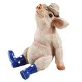 Produktbild: colourliving Deko Schwein Erich das Schwein mit Hut und Stiefel Schweine Figuren Garten Dekofigur Schweinchen lustige Gartenfiguren (faulenzend, Blau)