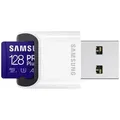 Produktbild: Samsung PRO Plus SDXC-Karte 128 GB Class 10, Class 10 UHS-I, UHS-I, v30 Video Speed Class 4K-Videounterstützung, A2-Leistungsstandard, inkl. USB-Kar