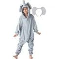 Produktbild: Corimori Jumpsuit Onesie Tier Kinder Kuschel-Overall Größen 90-150cm (2-tlg) Jumpsuit, Pyjama, Fasching, Kigurumi, Tierkostüme, Elefant 