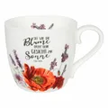 Produktbild: Könitz Becher Gardening - Purple Flowers, Kaffeebecher, Bone China, 450 ml