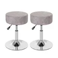 Produktbild: 2er-Set Hocker MCW-C22, Sitzhocker Schminkhocker, höhenverstellbar Ø 35cm ~ Wildlederimitat, vintage grau