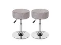Produktbild: 2er-Set Hocker MCW-C22, Sitzhocker Schminkhocker, höhenverstellbar Ø 35cm ~ Wildlederimitat, vintage grau
