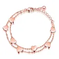 Produktbild: Feilok Damen Layered Armband Herzen Armkette Doppelt Kette Armband Hauchzarte Armkette aus Edelstahl für Frauen Mädchen rosegold mit Herz Anhängern