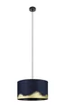 Produktbild: EGLO Pendelleuchte Casuarita, edle Hängelampe für Wohnzimmer und Esstisch, Esszimmerlampe im Vintage Design aus Metall in schwarz und Samt in dunkelblau und gold, E27 Fassung, ∅ 38 cm