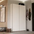 Produktbild: Multifunktions-Kleiderschrank mit 2 Schiebetüren - Mattweiß - L120 x T41,6 x H190,5 cm - OZZULA