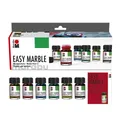 Produktbild: Marabu 1305000000087 - Easy Marble Starter Set, Marmorierfarbe zum kinderleichten Tauchmarmorieren von Kunststoff, Glas, Holz, Styropor und flächigen Marmorieren von Papier, 6 x 15 ml Grundfarben