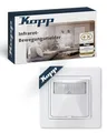 Produktbild: Kopp INFRAcontrol T 180° UP Infrarot-Bewegungsschalter in Arktisweiß - inkl. 1-Fach Abdeckrahmen - 2-Draht-Bewegungsmelder 10m Reichweite Einstellbare Einschaltdauer & Dämmerung (Nicht für LED)