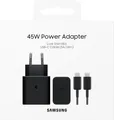 Produktbild: 45 Watt Samsung Schnellladegerät USB-C Netzteil + 1,8m USB-C Kabel schwarz