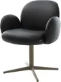 Produktbild: DELIFE Polsterstuhl Nube-Flex, mit Armlehnen Fußkreuz Effektfinish Titan Echt-Leder Schwarz 360° dreh
