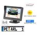 Produktbild: Lescars Funk-Rückfahr-Kamera im Nummernschild-Halter mit 10,9-cm-TFT-Monitor